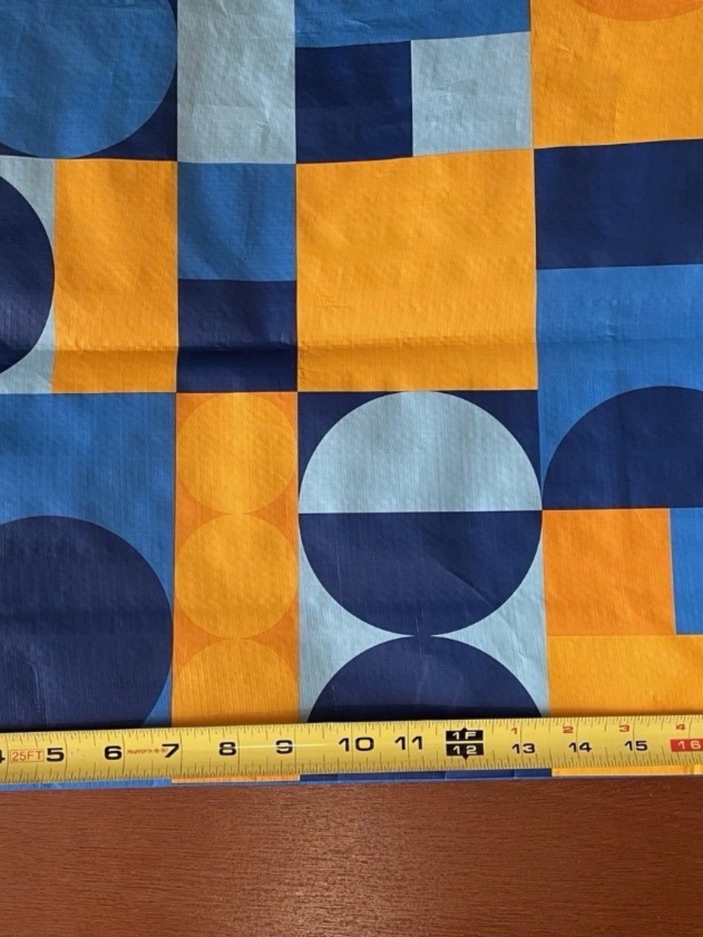 Walmart Large Shopping Bags Lot Of 6 Reusable Blue Yellow Geometric Design - Picture 4 of 4